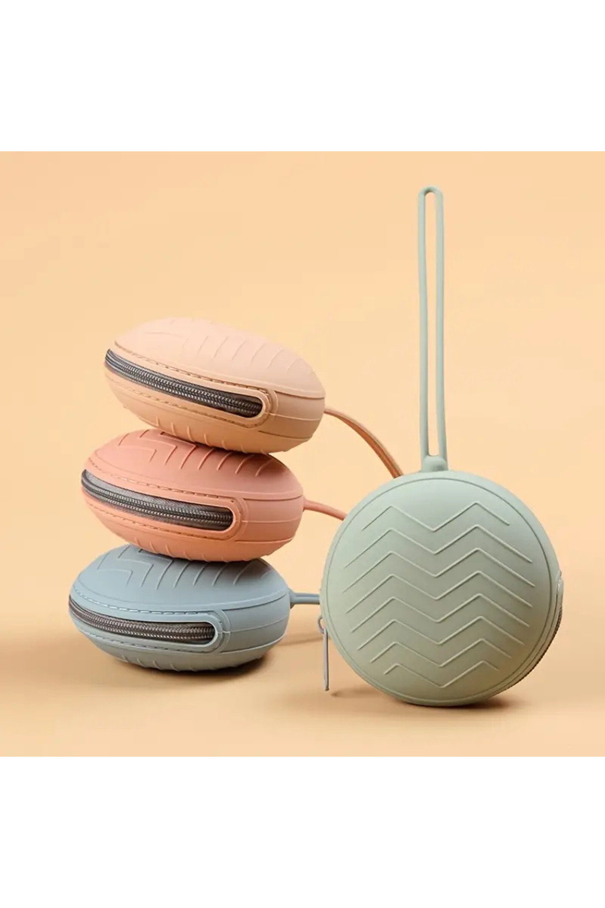 The Cloudish Shop Silikon Emzik Saklama Kutusu Emzik Tutucu Taşınabilir Askılı Fermuarlı Mercan Rengi fotoğrafı 5 (önizleme)