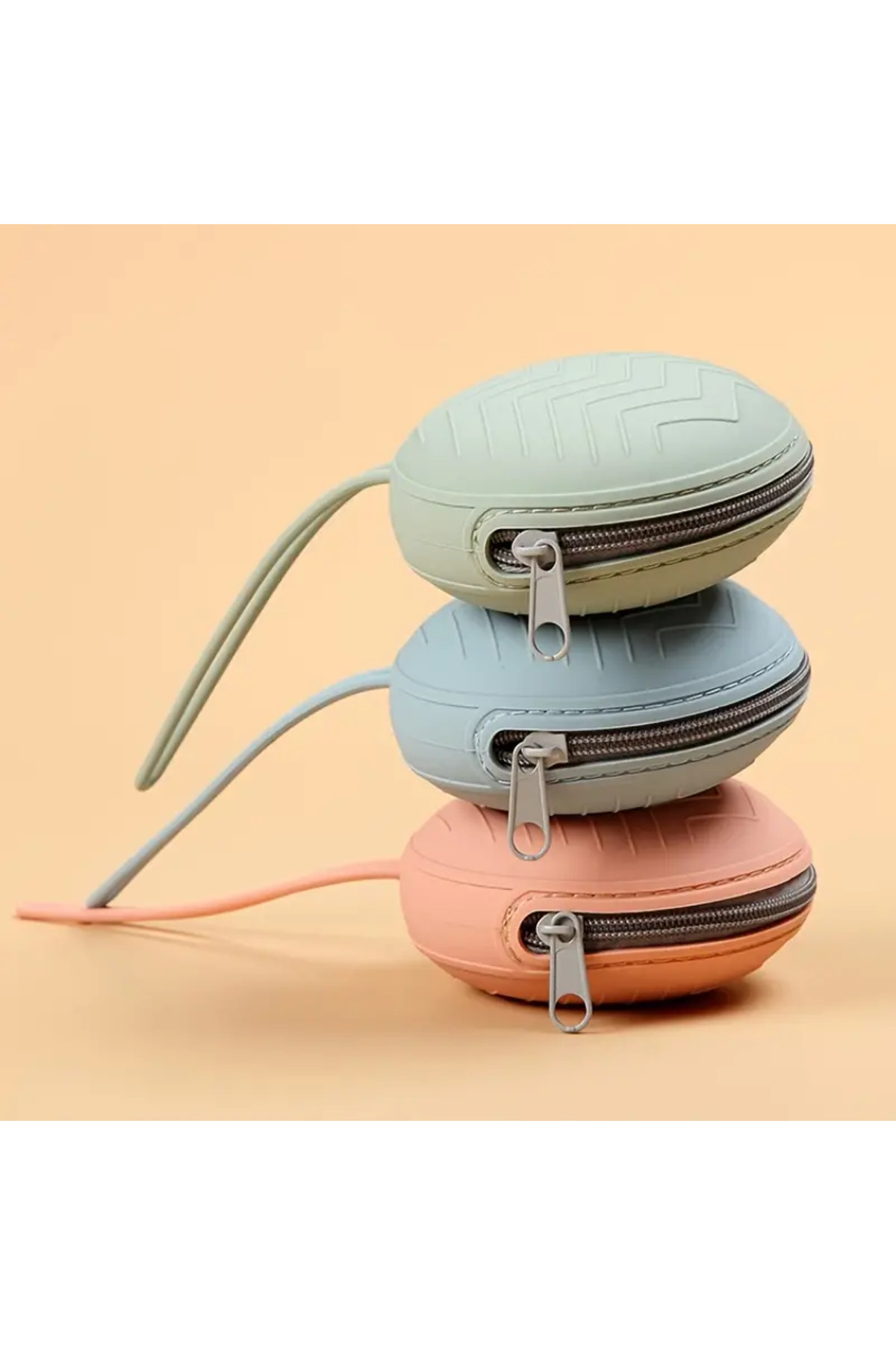 The Cloudish Shop Silikon Emzik Saklama Kutusu Emzik Tutucu Taşınabilir Askılı Fermuarlı Mercan Rengi fotoğrafı 4 (önizleme)