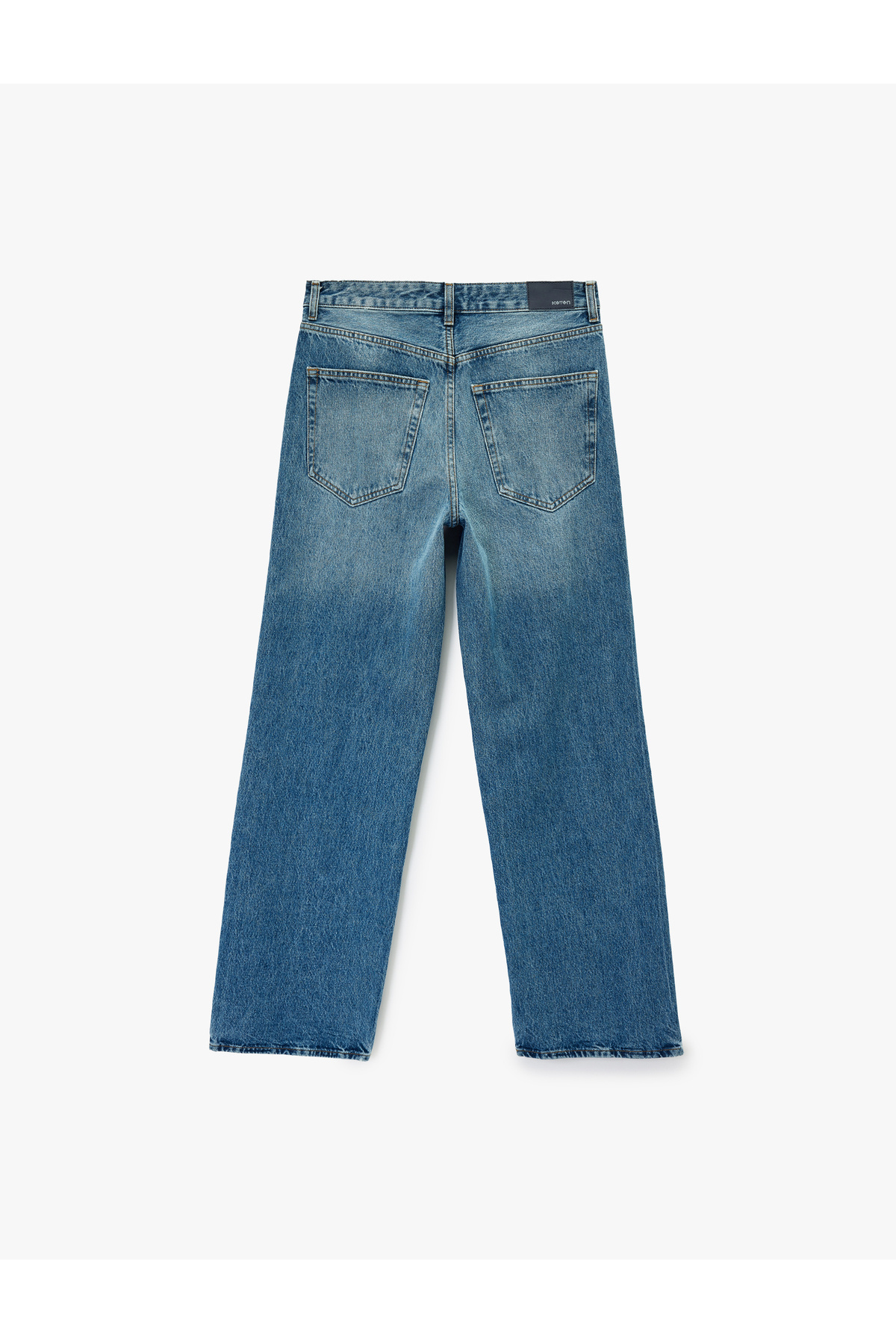شلوار جین گشاد با دکمه و جیب از جنس پنبه - Baggy Jeans