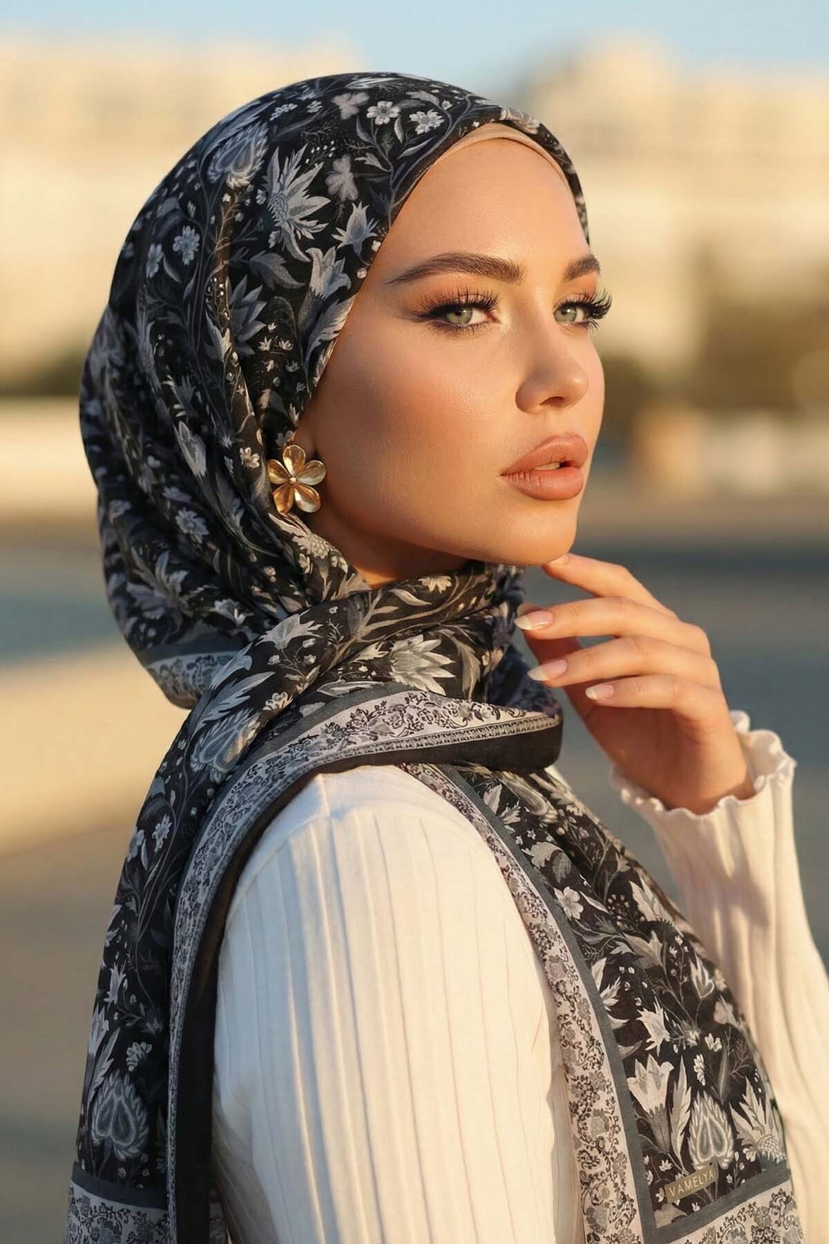 Vamelya Eleganza Pamuksu Dokulu Şal İtalyan İmza Serisi