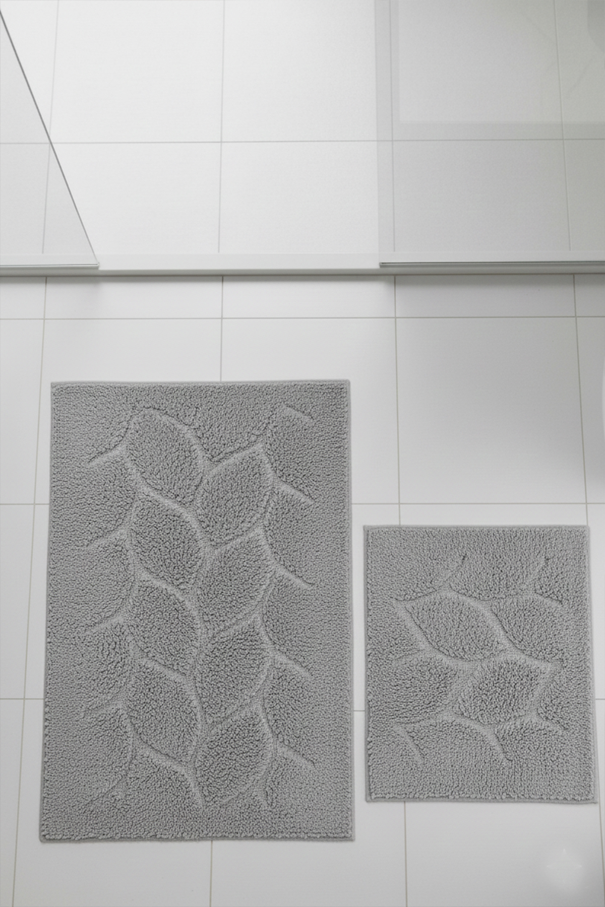 Lejo Grey 2-Piece Set Cotton Bathroom Rug