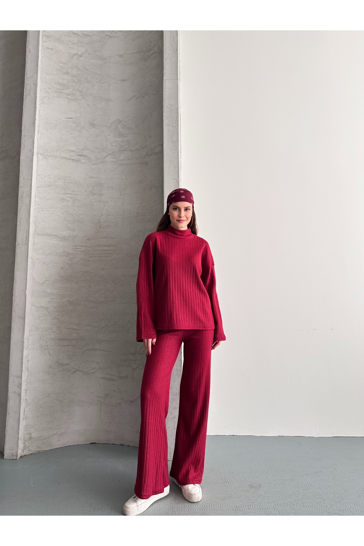 Women's Turtleneck Raised Interlock Double Set
