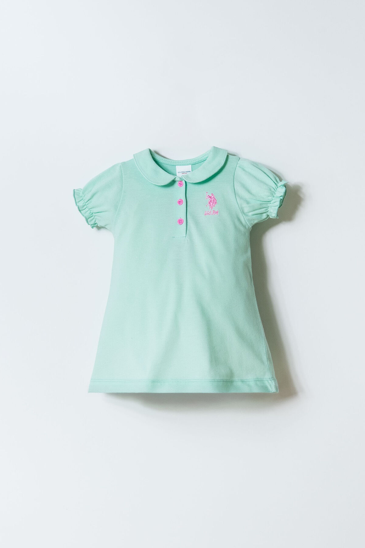 U.S. Polo Assn. Baby Girl Polo Collar Embroidered Summer Regular Fit Green Dress Usb3027-C-V5