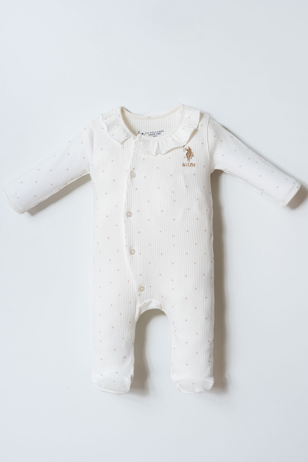 U.S. Polo Assn. Baby Girl Crew Neck Embroidered Summer Regular Fit White Jump...