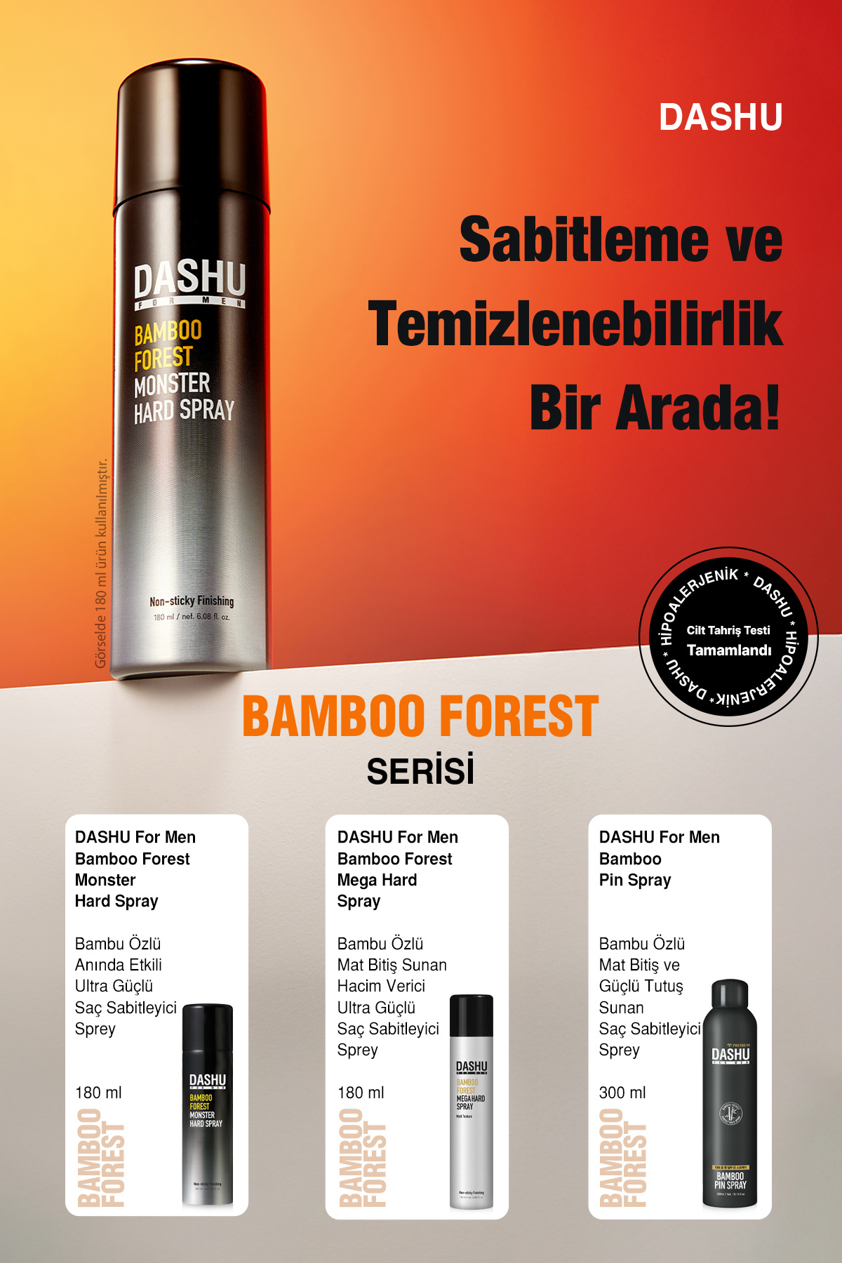 Anında Etkili Ultra Güçlü Saç Sabitleyici Sprey For Men Bamboo Forest Monster Hard Spray — 8761 — تصویر 9 از 9