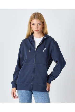 COTTON CLUB BY ORGANIC REWORKS UNISEX FERMUARLI SWEATSHIRT LOGOLU