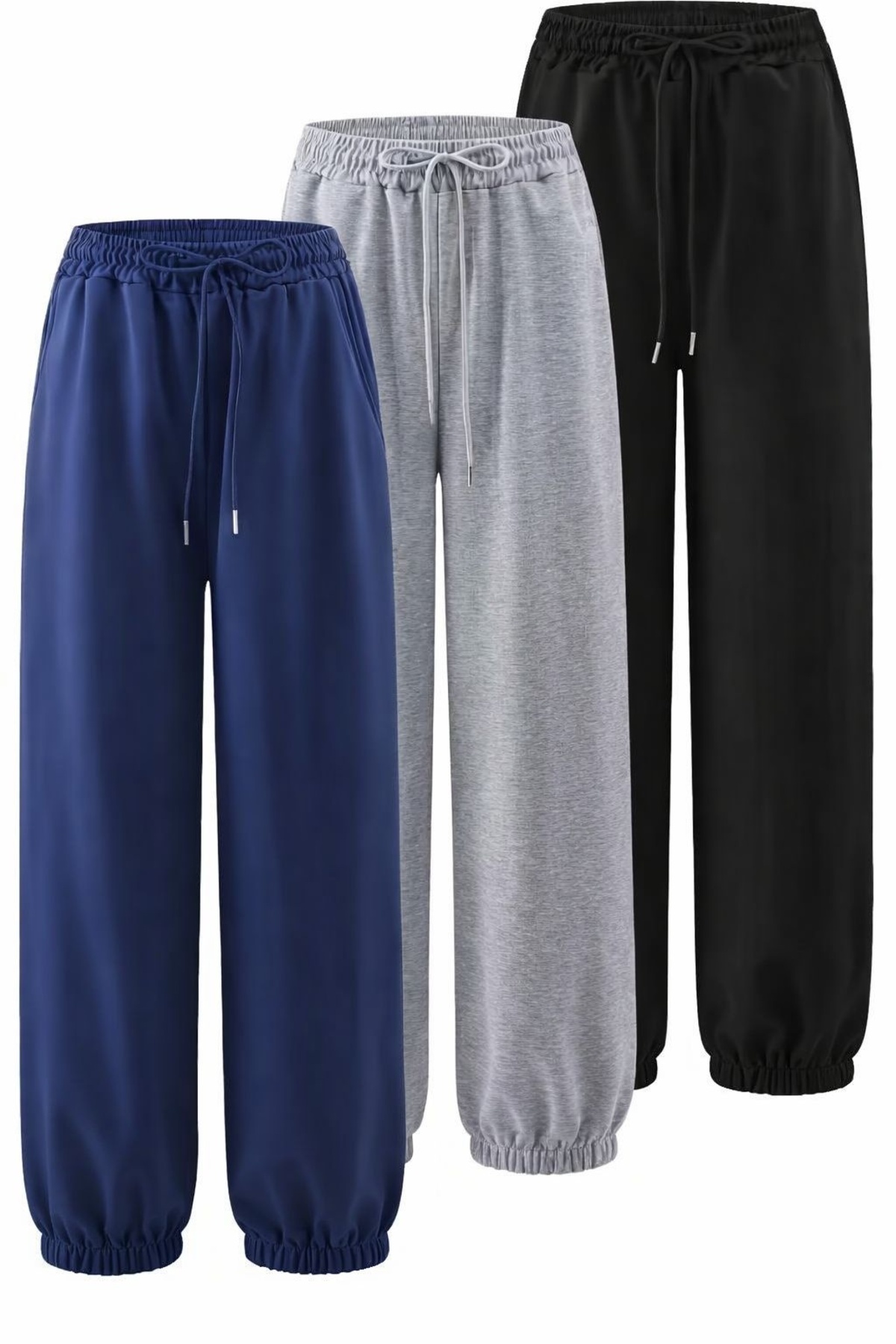 3 x black grey navy blue leg rubber sweatpants SET