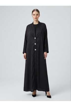 beranka Tesettür Taşlı Siyah Abaya & Ferace & Tesettür Elbise