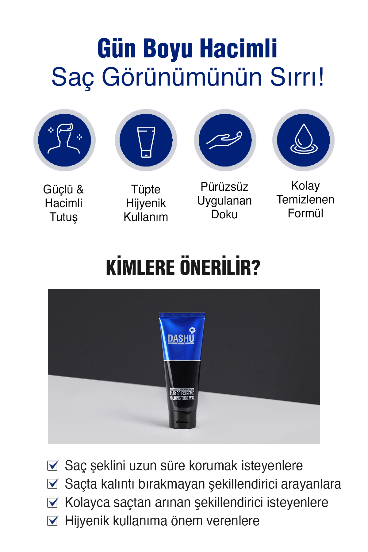 Hijyenik Kullanım Sunan Kalıntı Bırakmayan Ultra Güçlü Play 3D Extreme Holding Tube Wax 200ml — 8707 — تصویر 3 از 8