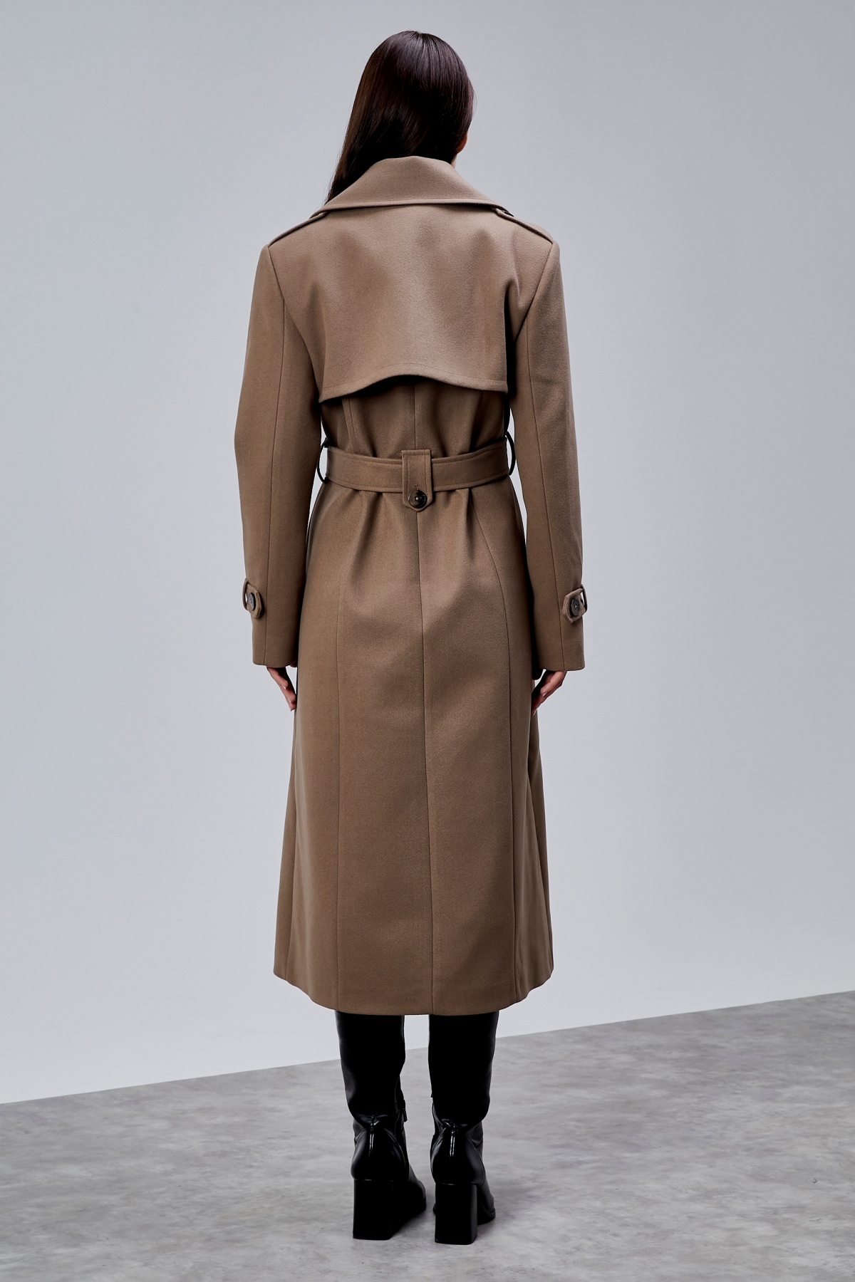 Bolivente  Açık Kahverengi Regular Rüzgarlık Detaylı Kaşe Kaban - Görsel 7