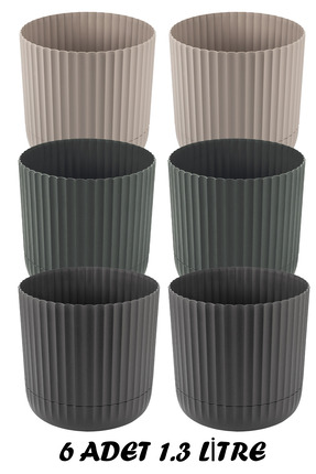 TEMMUZ HOME 1 No 6 Adet 1.3 Litre Zeraf Saksı Ev Ofis ve Dış Mekana Uygun Tab...