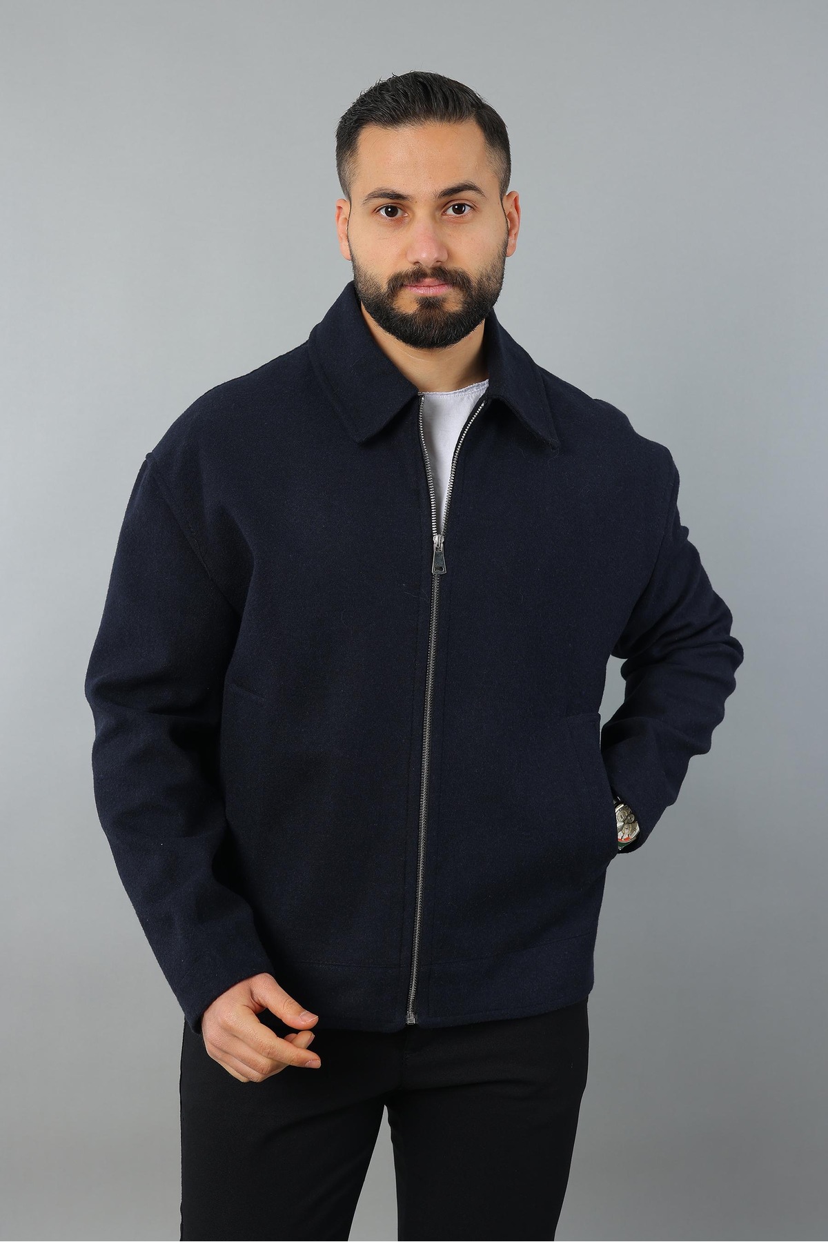 MİS MODA ERKEK KISA KAŞE MONT görsel 3