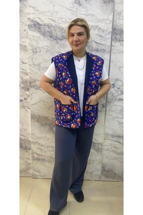 BE ATÖLYE BUTİK ift Taraflı Dolgulu Cepli Kadın Yelek | 38–44 Uyumlu, Çiçek D...