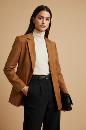 the blazer obsessed Kadın Hardal Nubuk Blazer Ceket