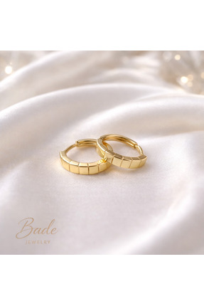 Bade Jewelry Xuping Çizgili Halka Küpe 1.5 cm 14k Gold Renginde Hipoalerjenik...