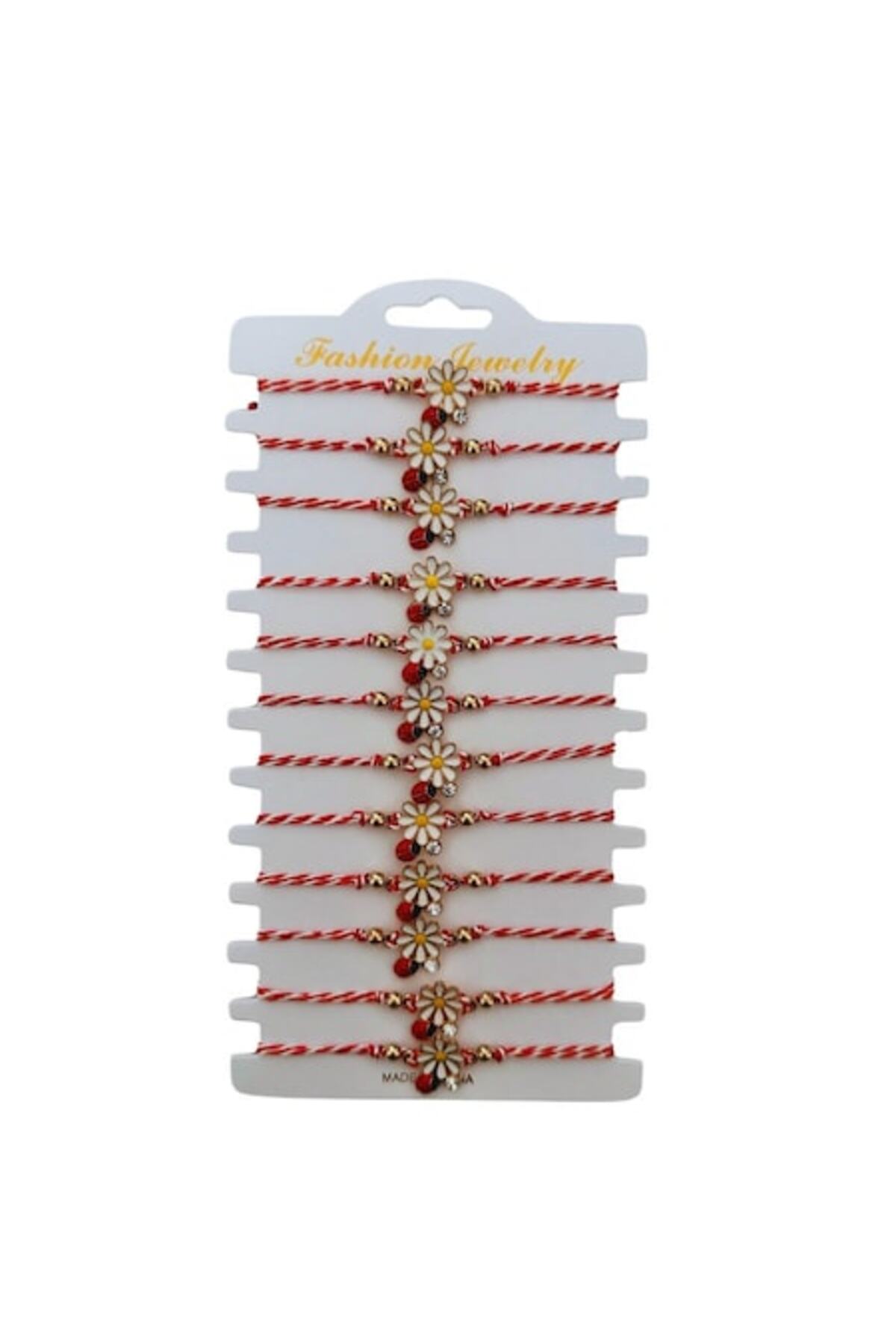 supershop Комплект от 12 индивидуално опаковани регулируеми гривни с цветя