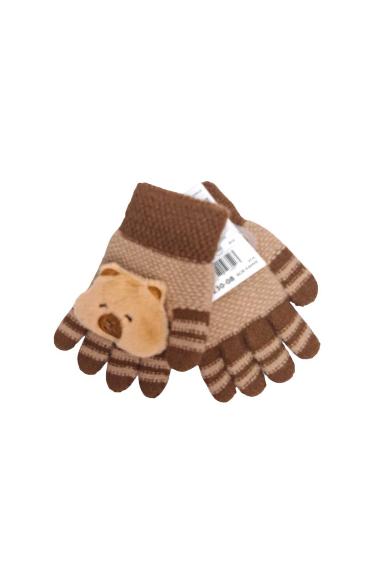 Kitti Spteks 4-8 Yaş Erkek Çocuk Açık Kahve Renk Ayıcık Figürlü Kışlık Örme Eldiven fotoğrafı 2 (önizleme)