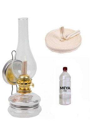 MEYA PİNE Klasik Gaz Lambası Büyük Boy + 250 ML KANDİL YAKITI + 1MT YEDEK FİTİL