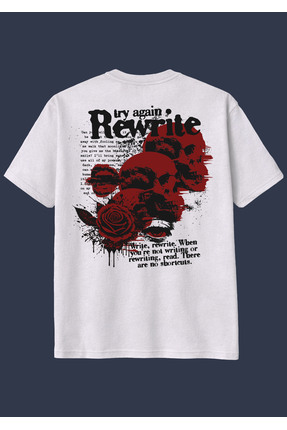 The GRANCH TRY AGAİN-Premium Kalite Oversize Sırt Baskılı %100 Pamuk Tişört
