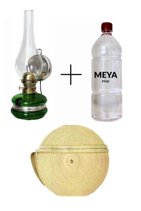 MEYA PİNE Klasik Gaz Lambası Büyük Boy + 250 ML KANDİL YAKITI + 1MT YEDEK FİTİL