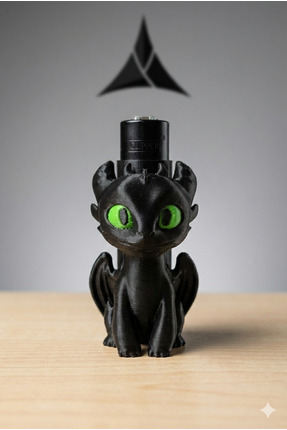 Store Clipper Çakmak Dişsiz Siyah & Işıksız Beyaz Ejderha Özel Tasarım