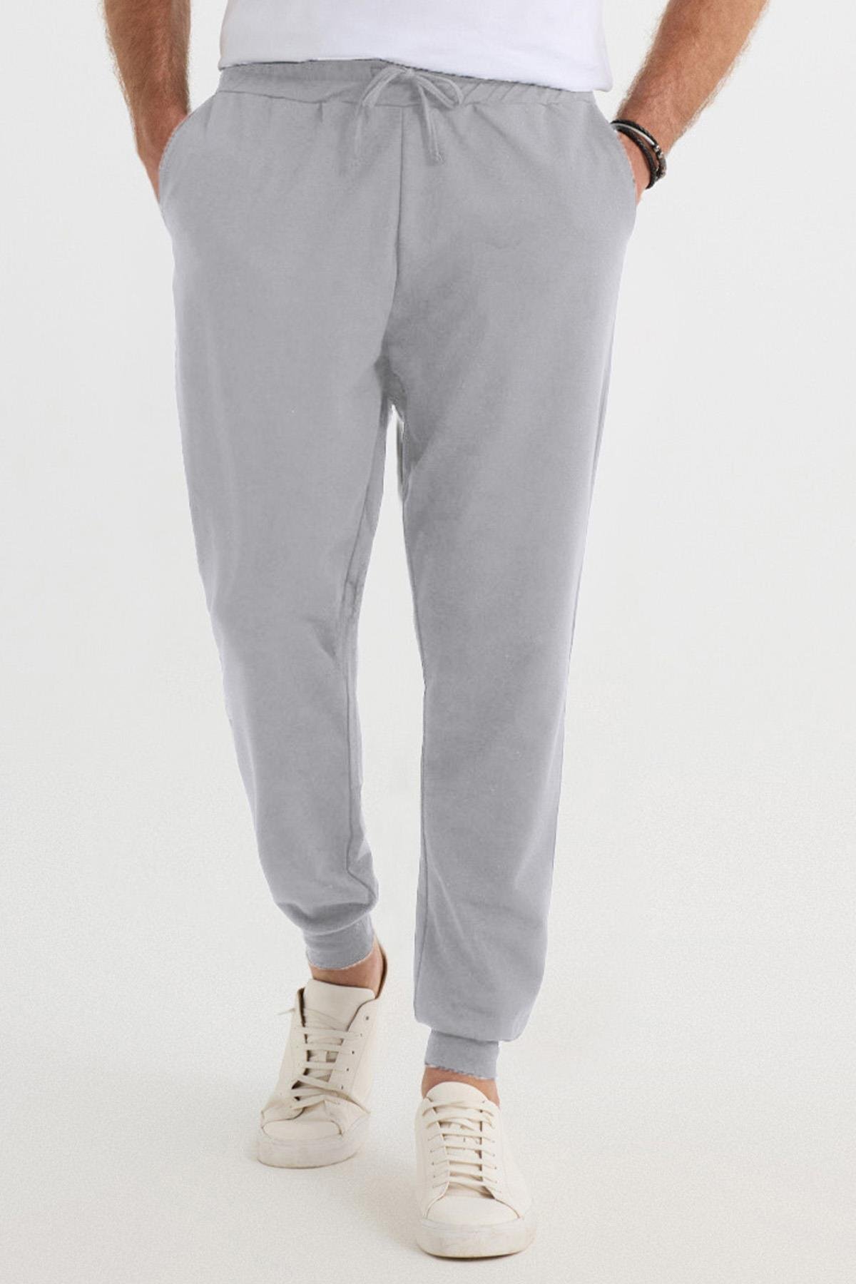 Tudors  Erkek 3'lü Paket Lacivert-Gri-Siyah Regular Fit Beli Bağcıklı Jogger Cepli Lastikli Paça Eşofman Alt - Görsel 3