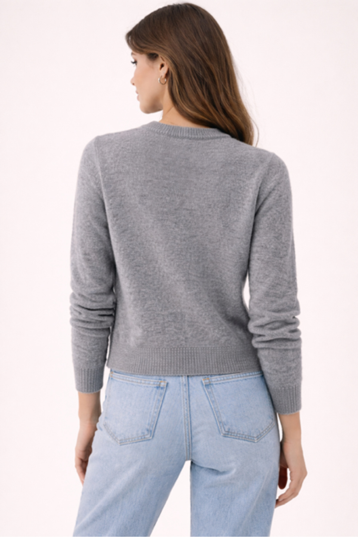 RTD&VLD  Kadın Vita-264 Eray Düğmeli Triko Hırka Gri - Görsel 3