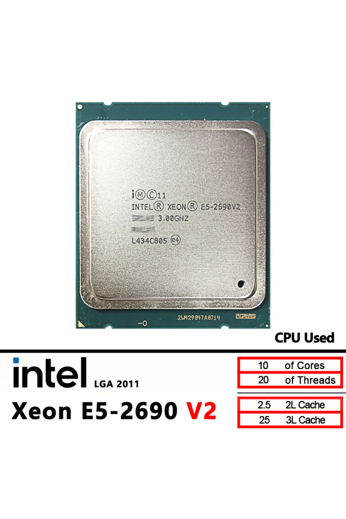 Intel Xeon 2690V2 E5 2690 V2 Used 10 Core 3.0 GHz 130W CPU 