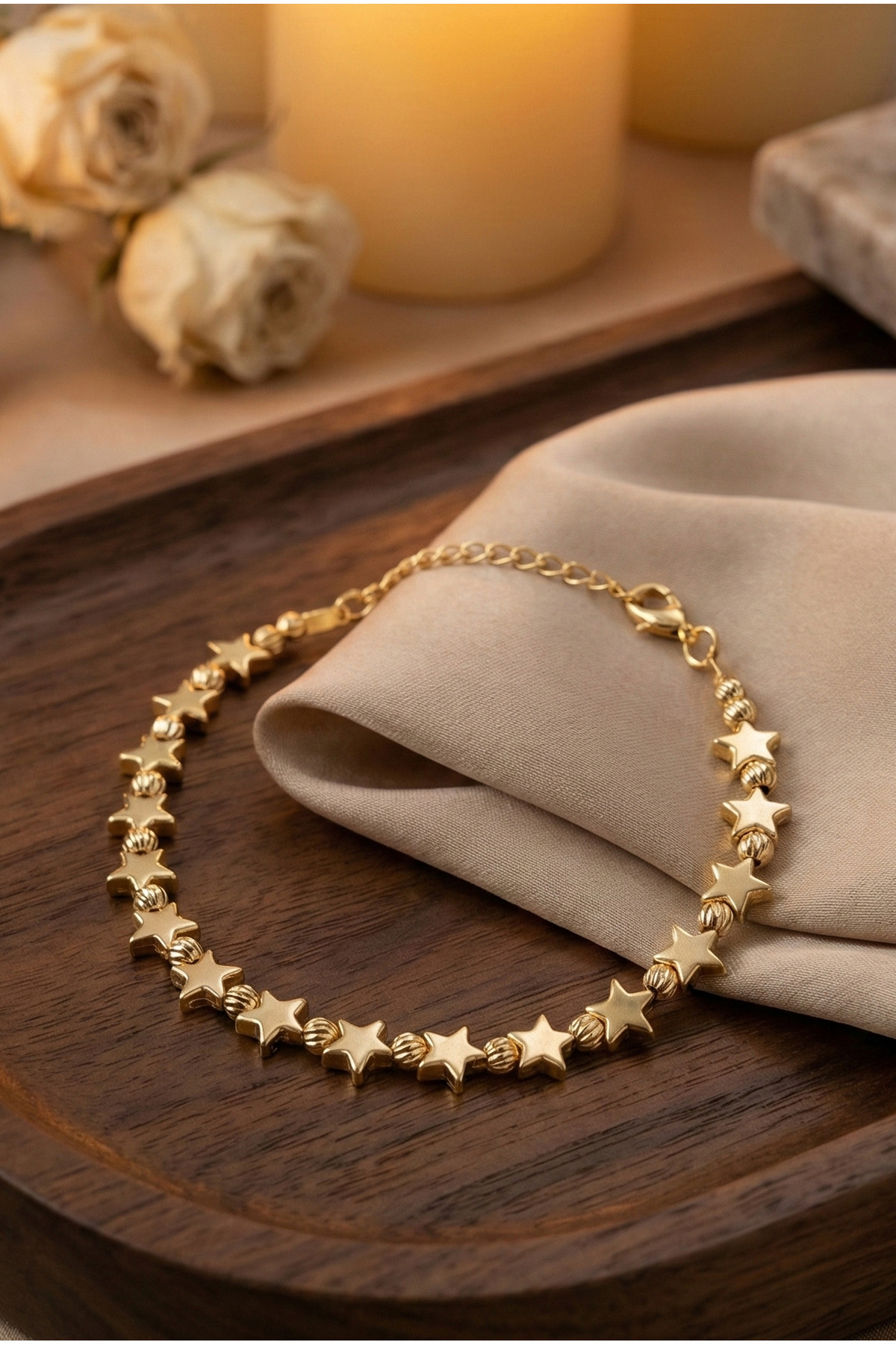 AURRARİ  Altın Kaplama Dorika Ve Yıldızlı Ayarlanabilir Bileklik - Görsel 4
