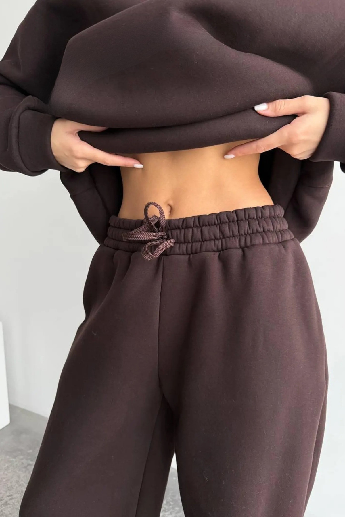 ست لباس ورزشی شاردون 3 نخ قهوه ای یونیسکس مناسب برای زوج ها — قهوه‌ای TYETK33 — تصویر 4 از 4