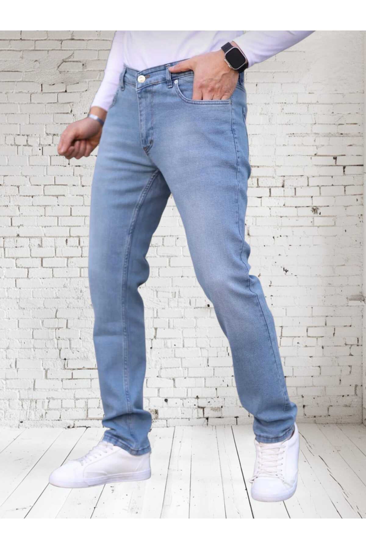 KING SEZAR  Erkek Likralı Esnek Jeans Erkek Kot Pantolon