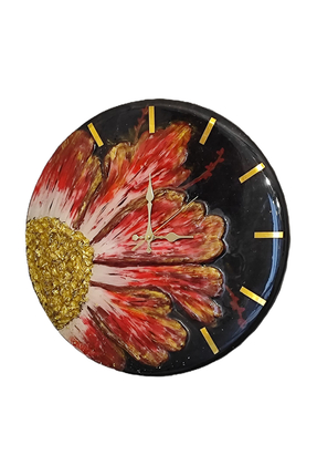 SHEKİLHOME Kızıl Vals: El Yapımı Üç Boyutlu Rölyef ve Epoksi Duvar Saati