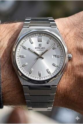 Reward Klasik Erkek Kol Saati | 42 mm Çelik Kasa, Çelik Kordon, 5ATM