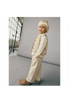 connemara Çocuk Krem Denim Yelek & Pantolon Takım — Rahat ve Şık Günlük Kombin