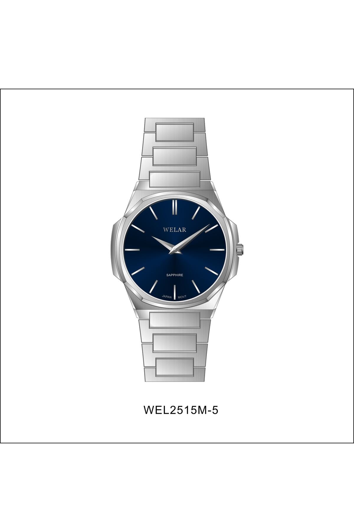 ساعت مچی مردانه Wel2517M-5 با شیشه یاقوتی، تقویم‌دار و مقاومت در برابر آب تا ۵ اتمسفر