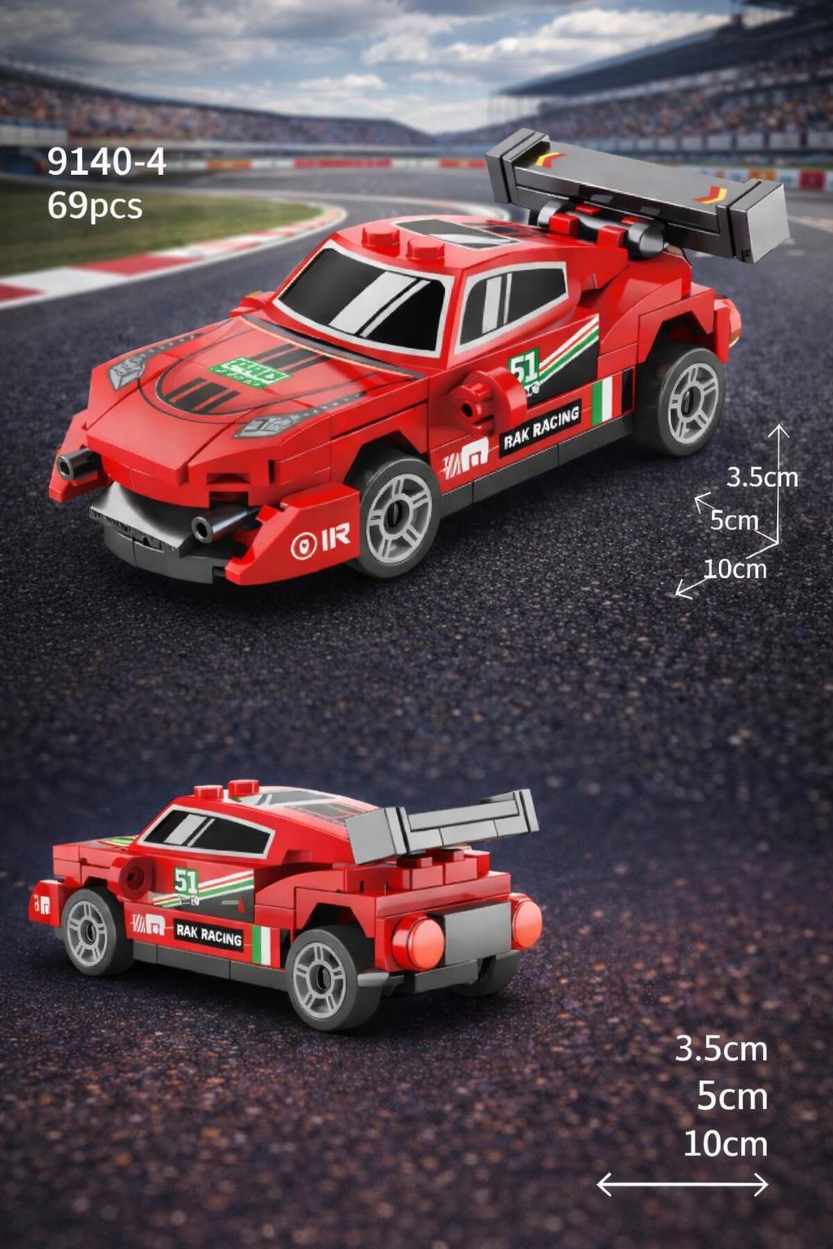 HAK İŞ OYUNCAK Çek Bırak Yapım Seti Lego Blok Yarış Arabası 69