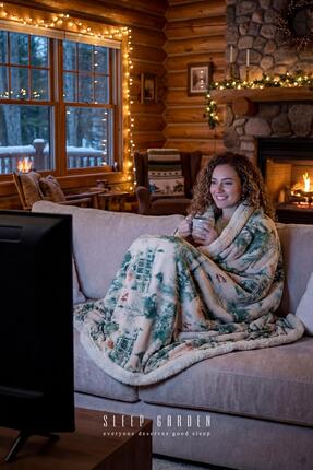 Sleep Garden Tv Battaniyesi İki Taraflı Peluş Konforlu Şık Desenli 120x170