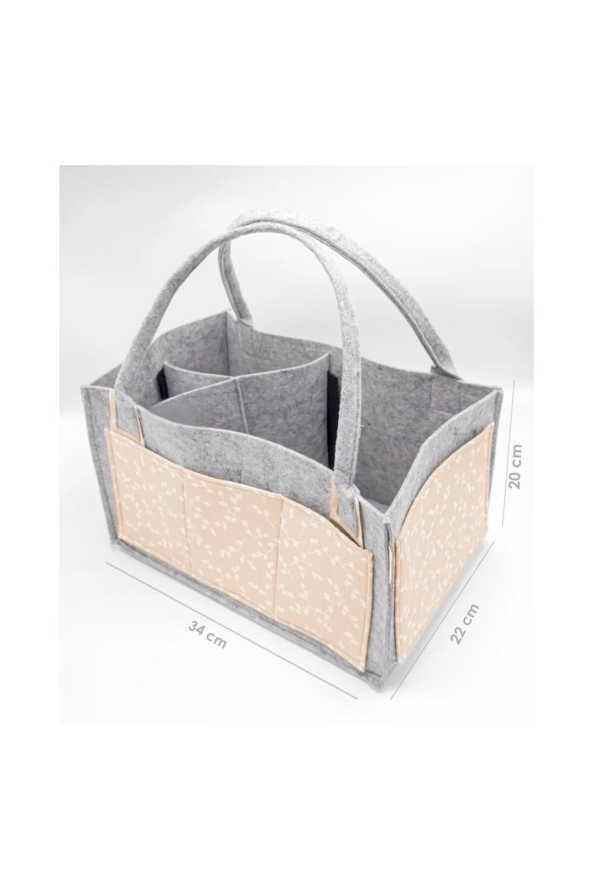 DGSTYL3 Keçe Anne Bebek Bakım Çantası 772 Somon Çiçek fotoğrafı 2 (önizleme)