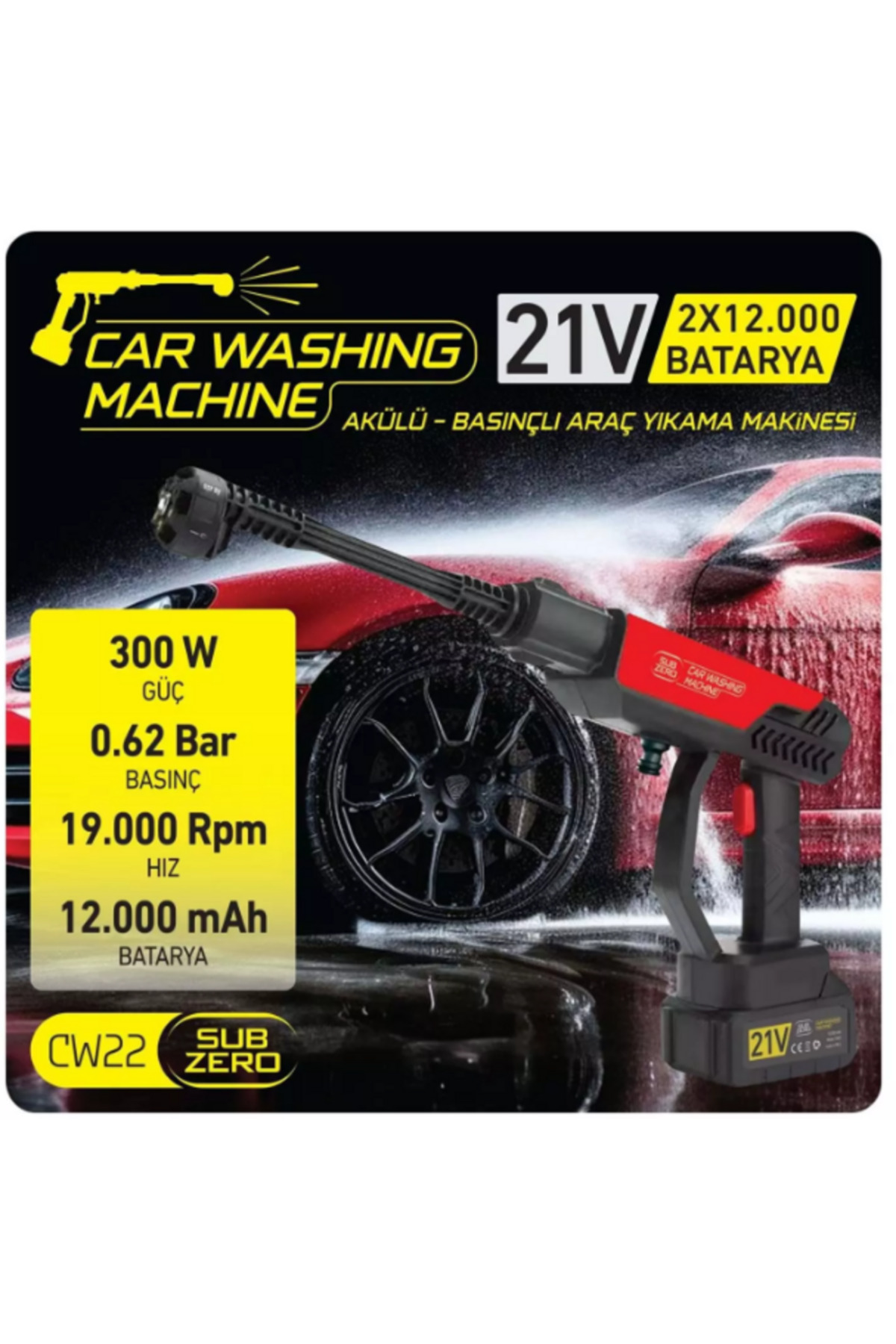 SUBZERO GSM TEK SUBZERO CW22 BASINÇLI ARAÇ YIKAMA MAKİNESİ 300W