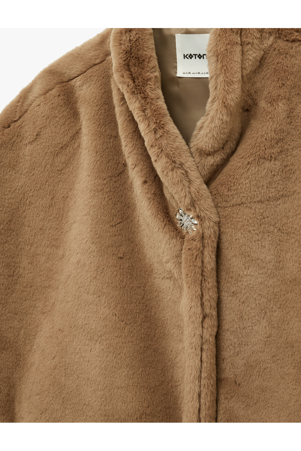 Koton  Dik Yaka Oversize Suni Kürk Pelerin Bolero - Görsel 5