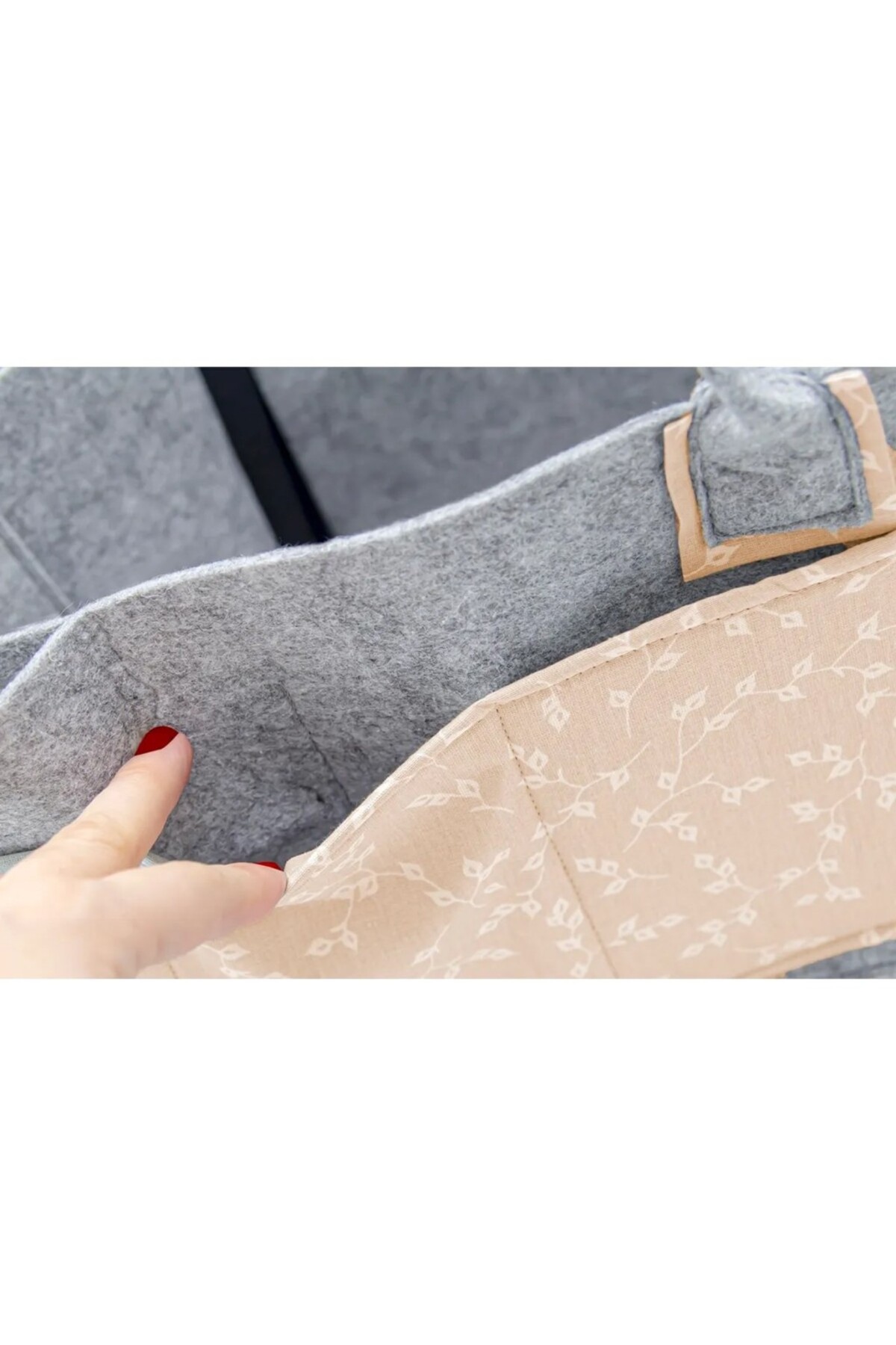 DGSTYL3 Keçe Anne Bebek Bakım Çantası 772 Somon Çiçek fotoğrafı 4 (önizleme)