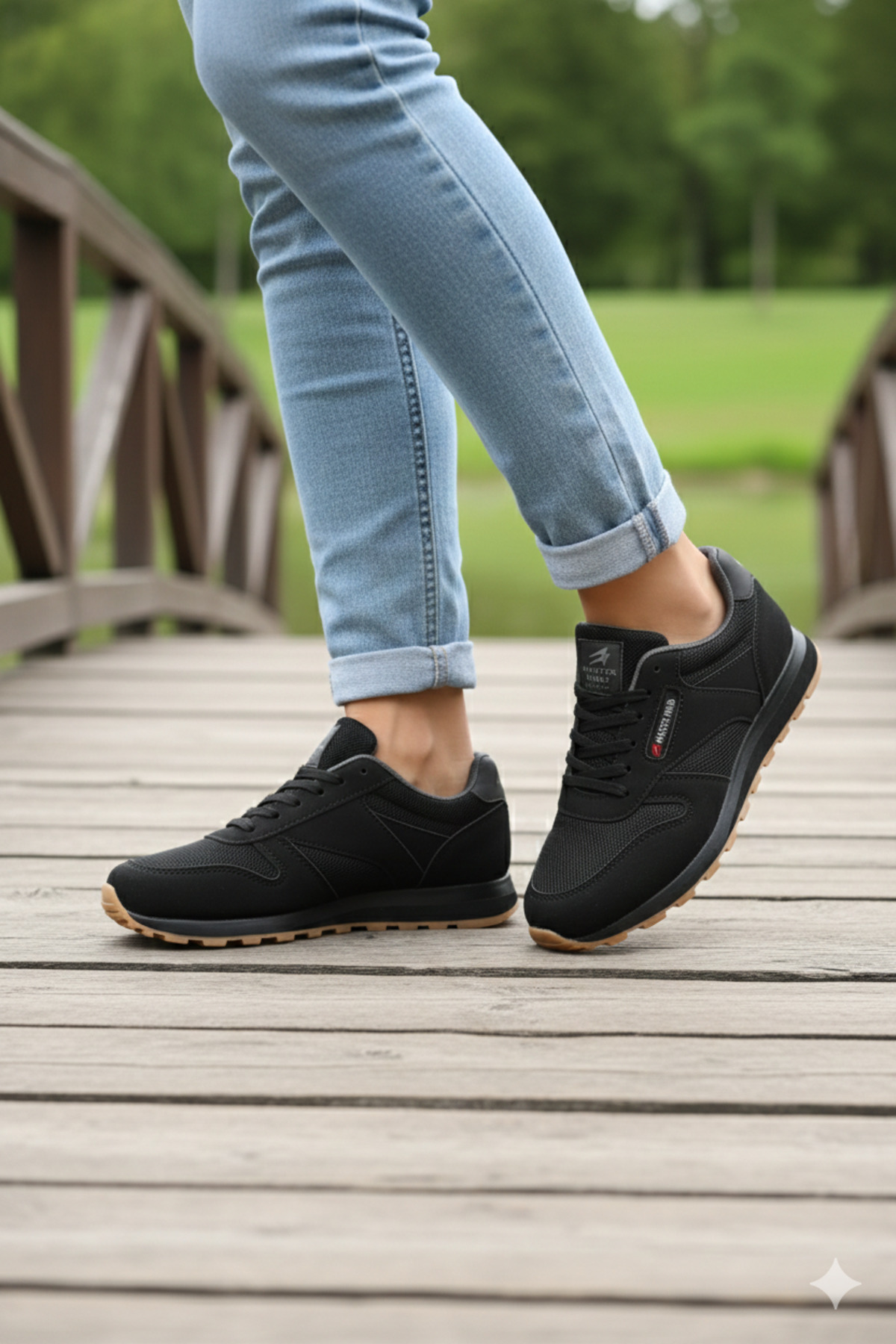 VELLINA Kadın Siyah Krep Bağcıklı Casual Rahat Taban Konforlu Yumuşak Yürüyüş Günlük Sneaker Spor Ayakkabı görsel 6