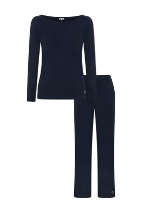 Jaya Bambu Uzun Kollu Pijama Takımı / Lacivert