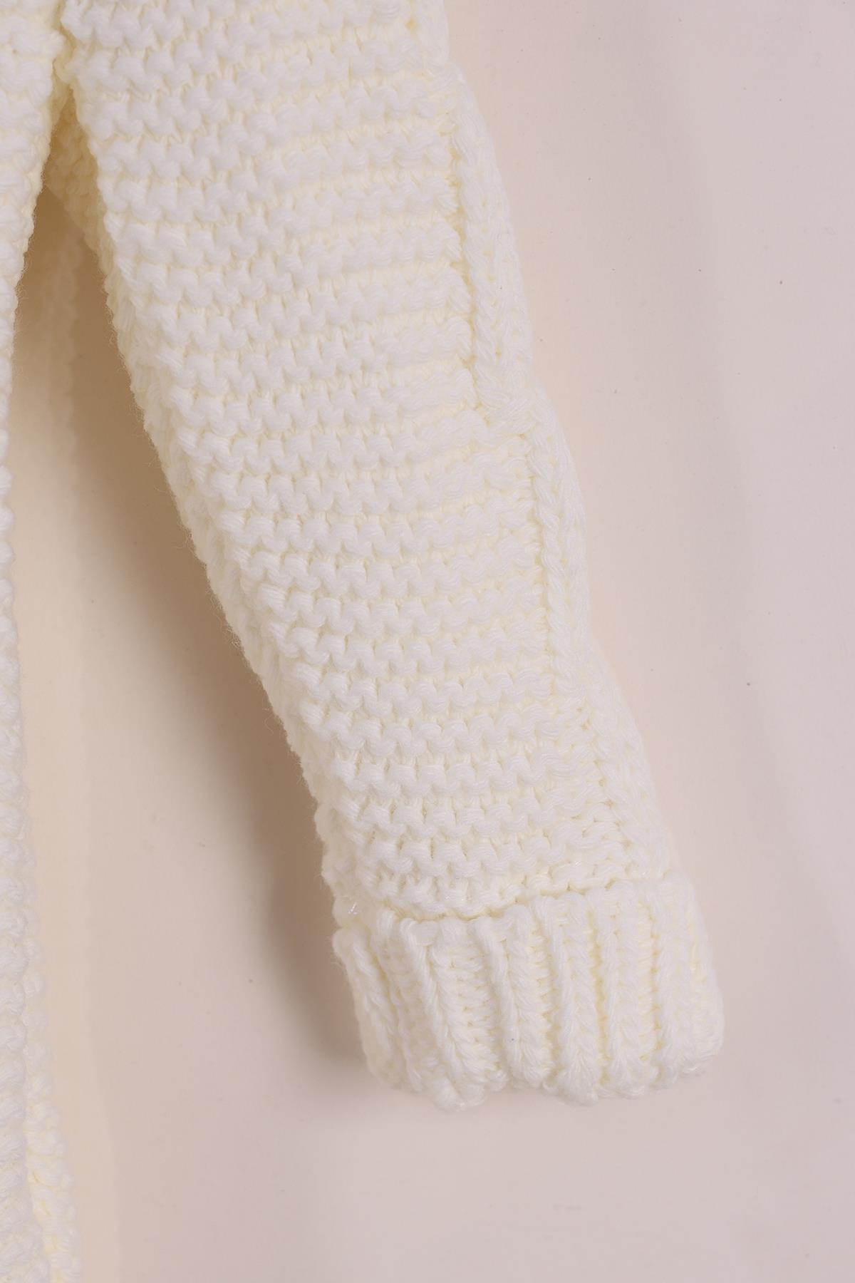 kidello Ekru Erkek / Kız Bebek Kışlık Uyku Tulumu Welsoft Astarlı Triko Tulum 6-9Ay 9-12Ay 12-18Ay fotoğrafı 4 (önizleme)