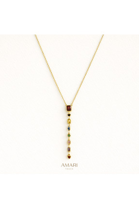 Amari Kırmızı Taşlı Y Kolye