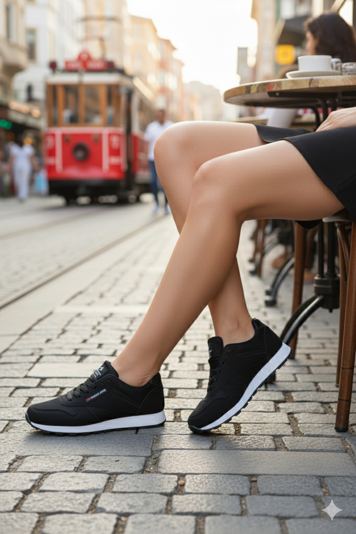 VELLINA Kadın Siyah Beyaz Bağcıklı Casual Rahat Taban Konforlu Yumuşak Yürüyüş Günlük Sneaker Spor Ayakkabı görsel 4