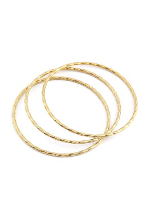 Gold Renk 3l&uuml; &Ccedil;elik Ajda Bilezik