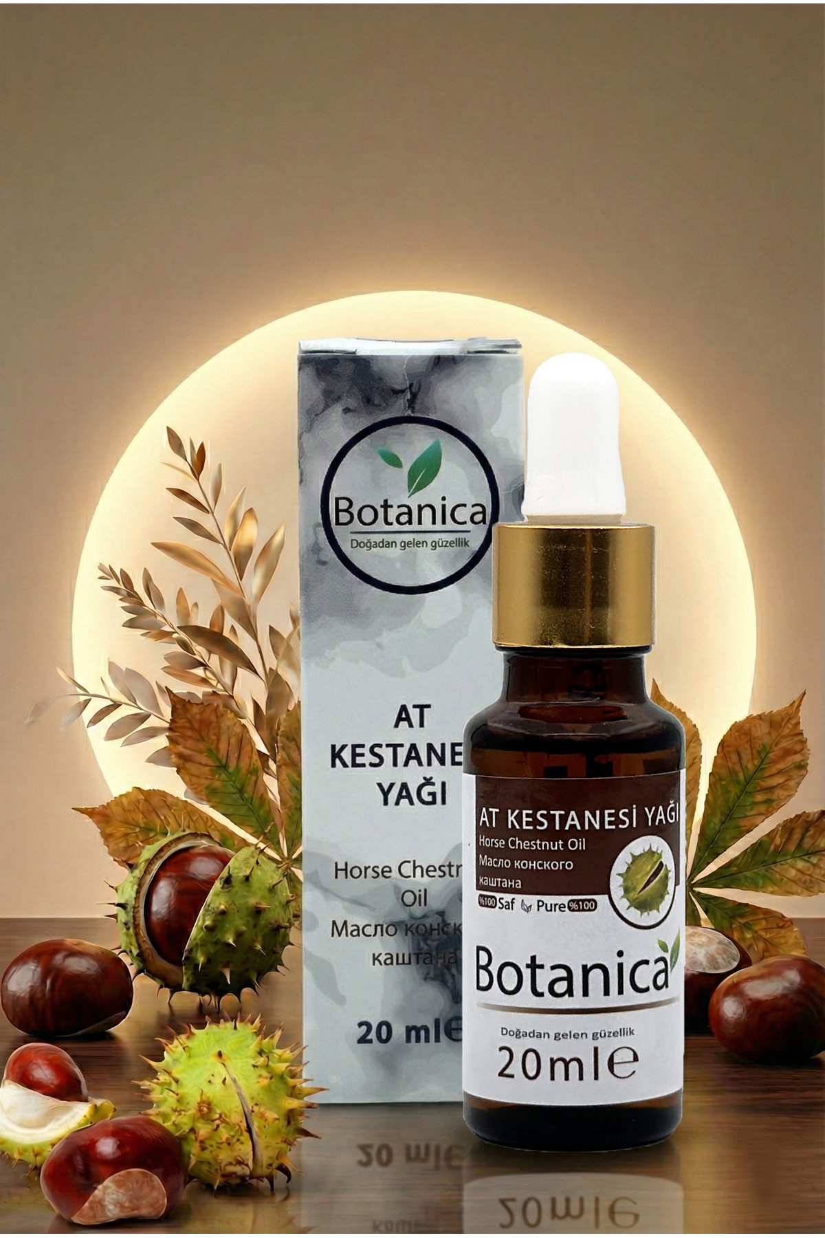 botanica At Kestanesi Yağı 20 Ml Doğal Masaj, Bacak Rahatlatıcı ve Cilt Ve Saç Bakımı