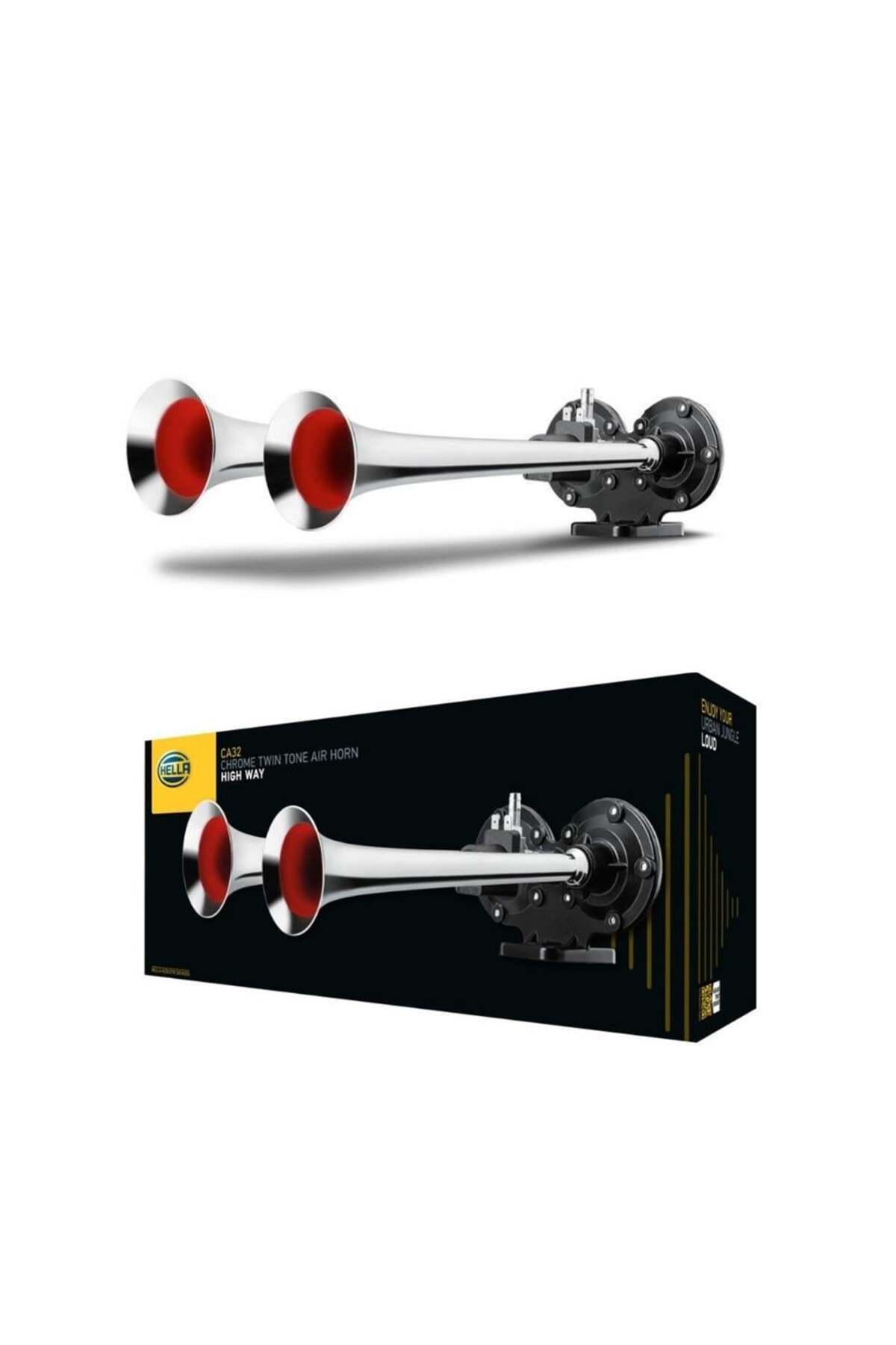 Hella 12V 2'Lİ HAVALI KORNA DÜZ SES KROM - Fiyatı, Yorumları