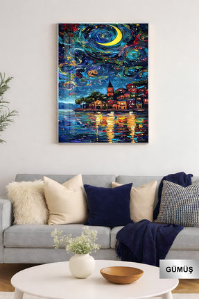 EvoraArt VAN GOGH KOLEKSİYONU:YILDIZLI BİR İSTANBUL GECESİ Çerçeveli Temperli...